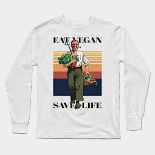 Vintage Vegetarian Old Man Long Sleeve T-Shirt